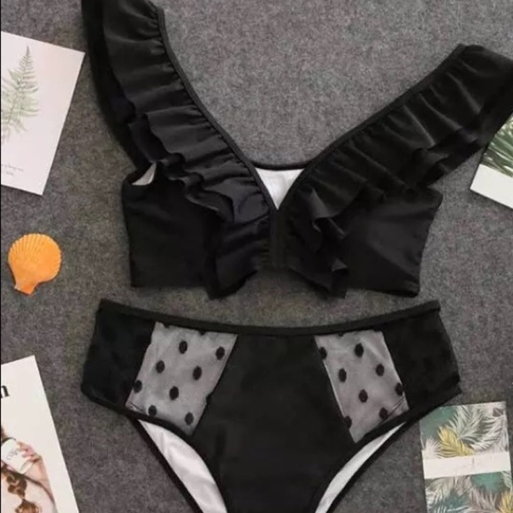 Blue high waisted polka dot bikini set sw265 2 - Picture 3 of 3